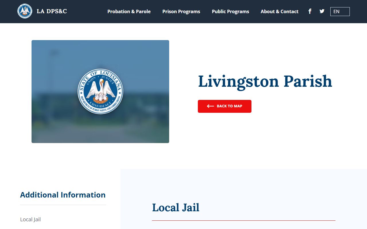 Livingston Parish arrest records and court charges Louisiana DPSC Livingston Parish page