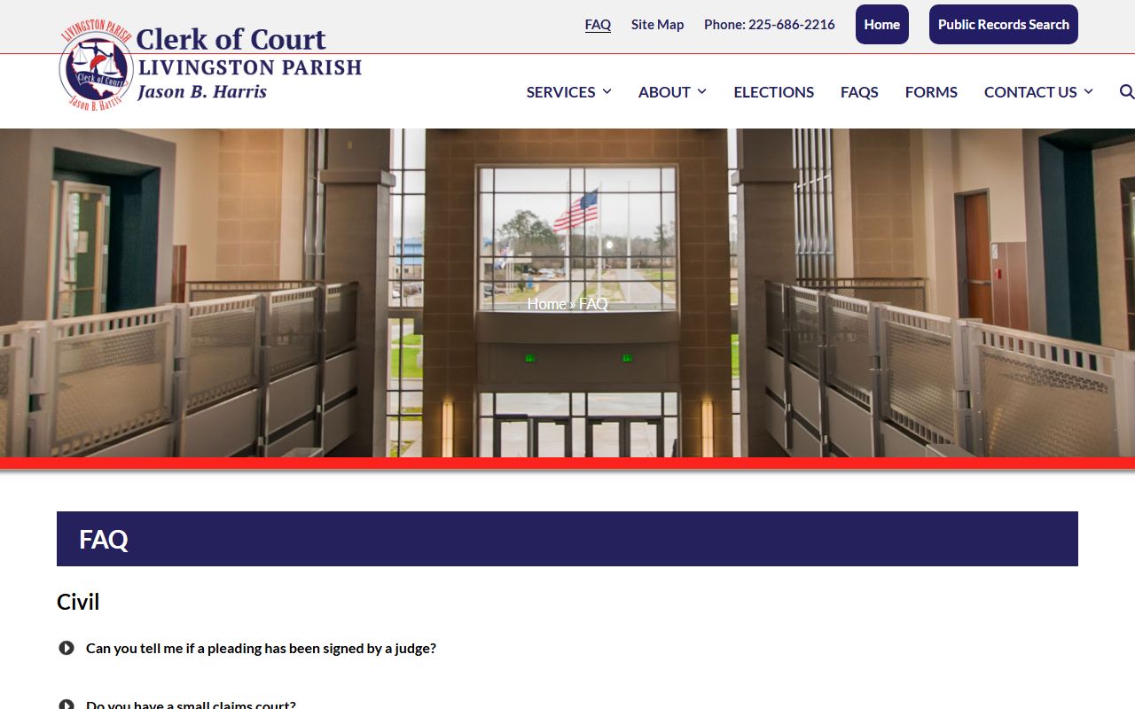 Livingston Parish court dockets Clerk FAQ source