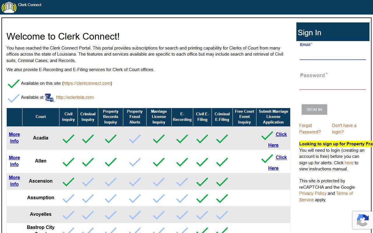 Livingston Parish court records Clerk Connect portal