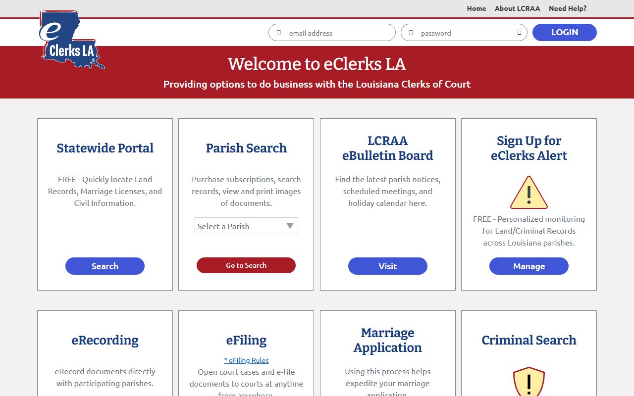 Livingston Parish court records eClerks LA eVault portal