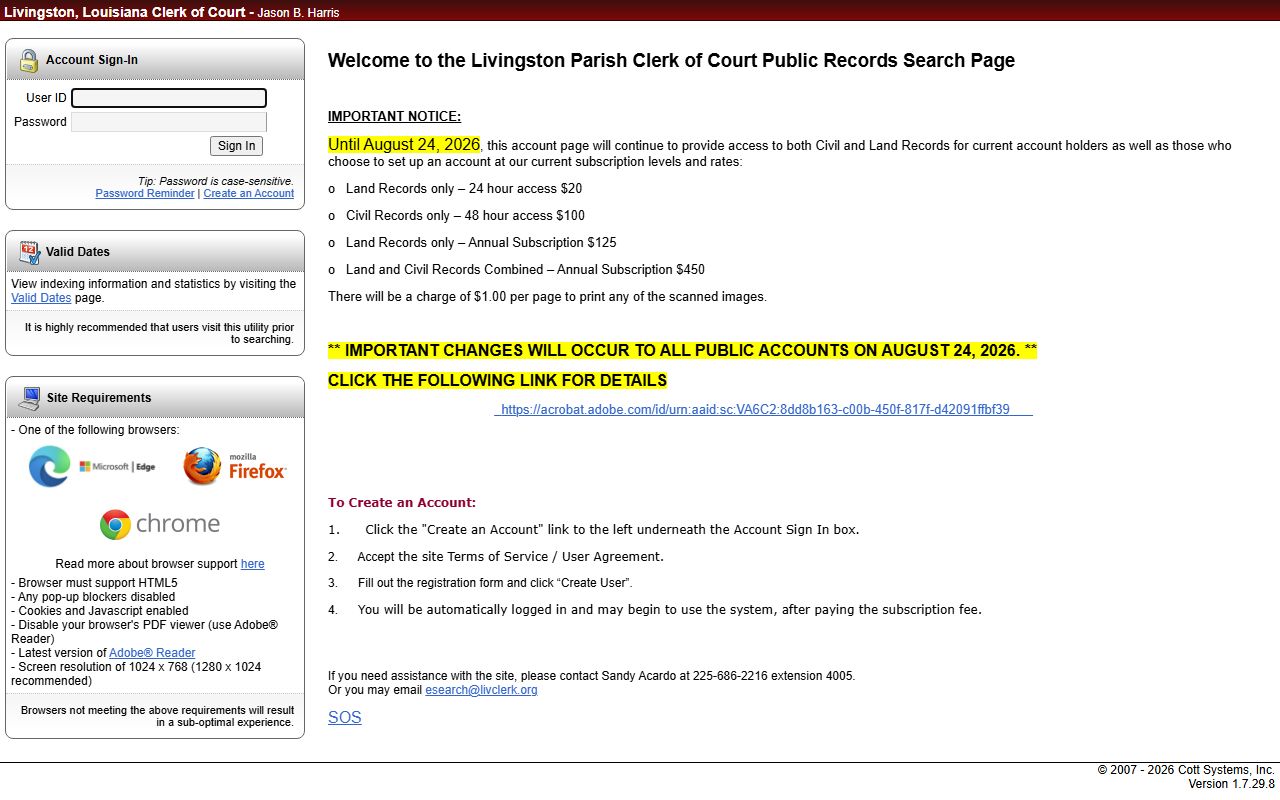 Livingston Parish court records Clerk eSearch login