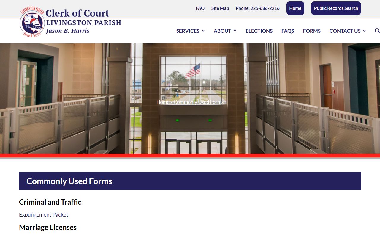 Livingston Parish criminal court records Clerk forms page