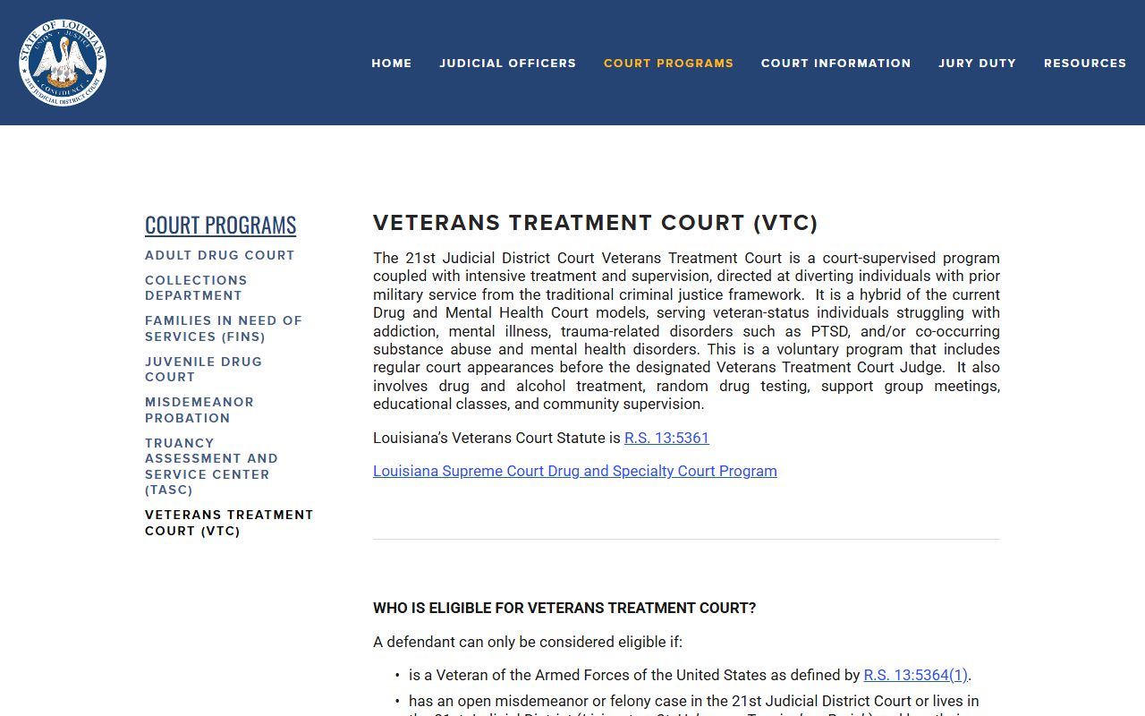 Livingston Parish District Court Veterans Treatment Court