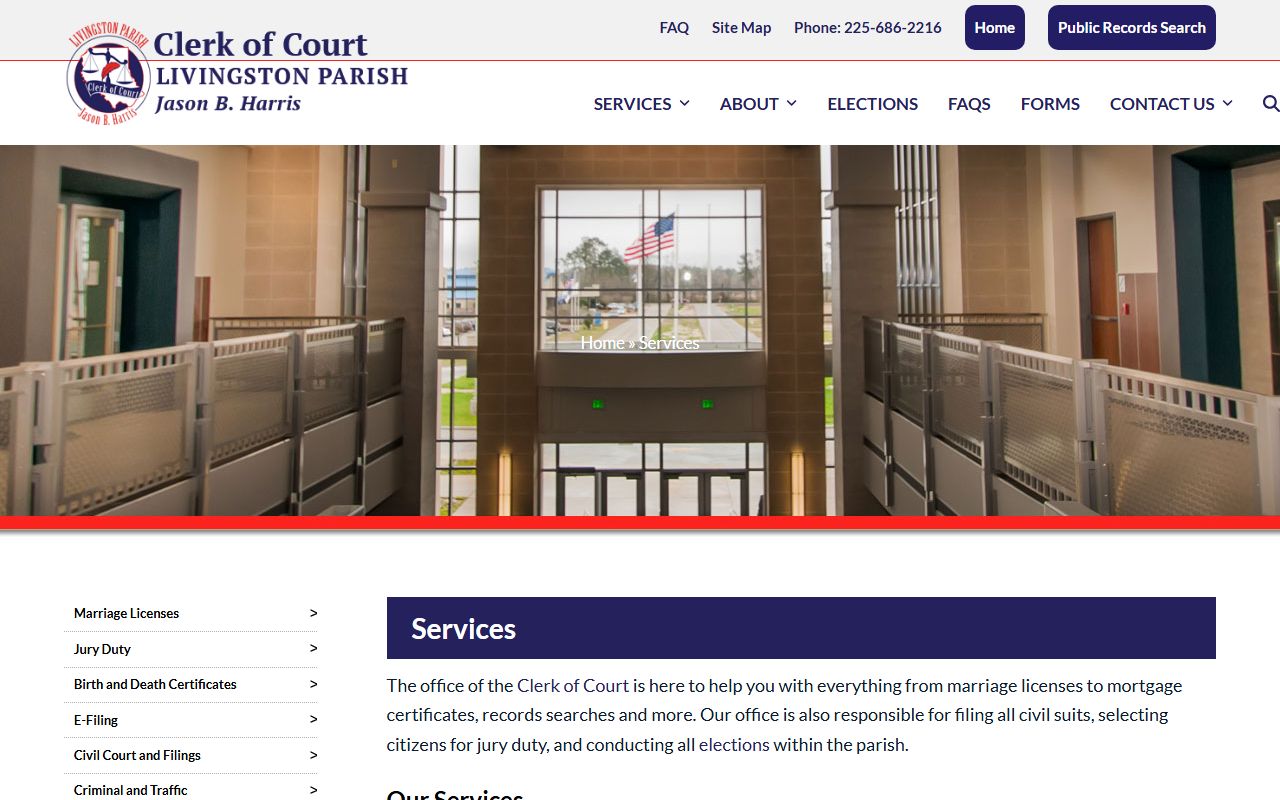Livingston Parish Court records Clerk services overview