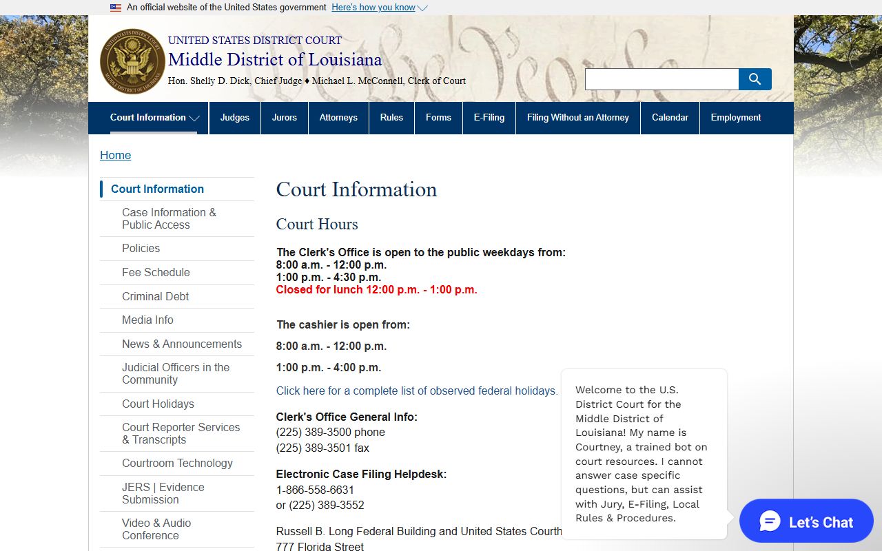 Livingston Parish inmate records federal court information