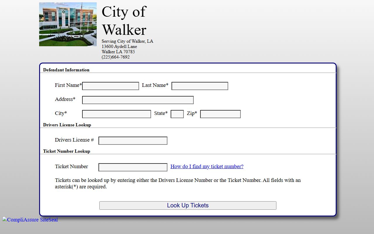 Livingston Parish traffic court records Walker QuickCourt payment