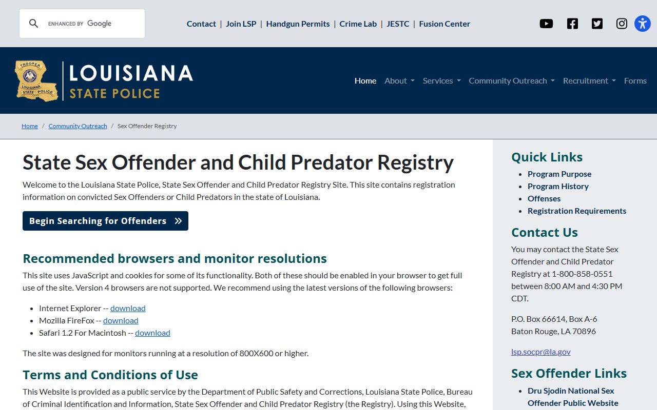 Livingston Parish warrant records Louisiana State Police registry source