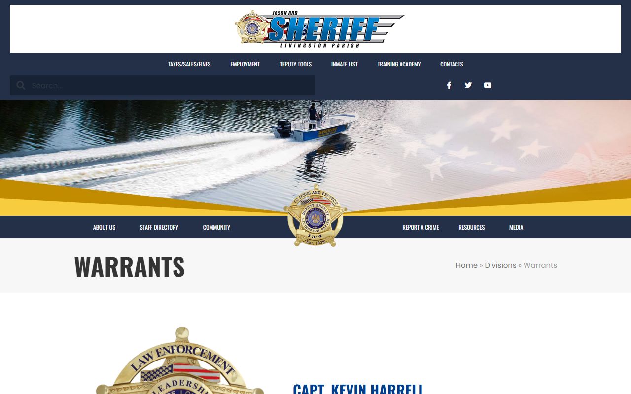 Livingston Parish warrant records LPSO Warrants Division